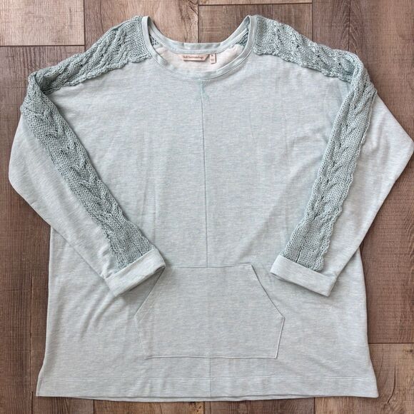 Soft Surroundings Tops - Soft Surroundings Womens Crochet Boho Tunic Top Size XL Blue Coastal Casual Cozy